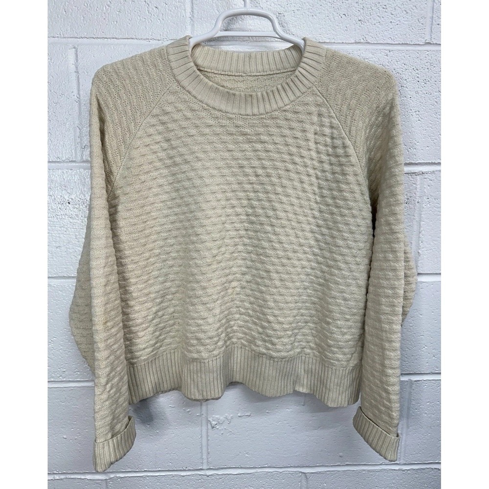 LULULEMON TEXTURE PLAY CREW‎ Cashmere Blend Ivory Sweater / Women's Size Large